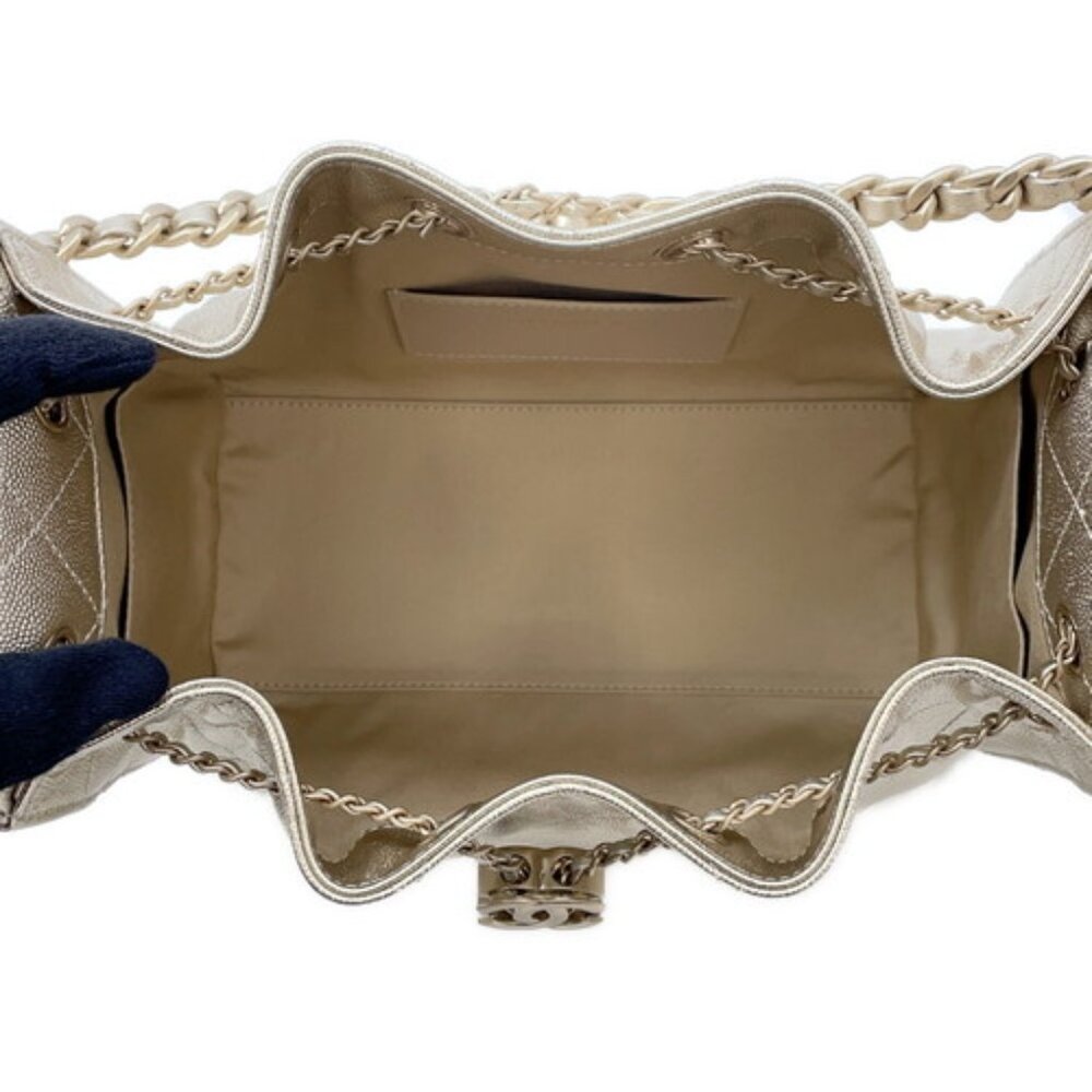 CHANEL Chain Coco Mark Matelasse Caviar Gold 25 Small AS5293 - COA Included - Picture 10 of 17